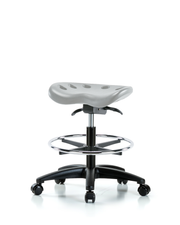 Polyurethane Tractor Sit-Stand Stool - Medium Bench Height with Chrome Foot Ring & Casters in Gray Polyurethane