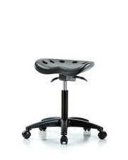 Polyurethane Tractor Sit-Stand Stool - Medium Bench Height with Casters in Black Polyurethane