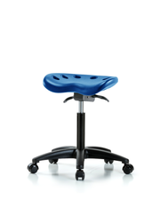 Polyurethane Tractor Sit-Stand Stool - Medium Bench Height with Casters in Blue Polyurethane