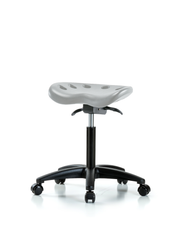Polyurethane Tractor Sit-Stand Stool - Medium Bench Height with Casters in Gray Polyurethane