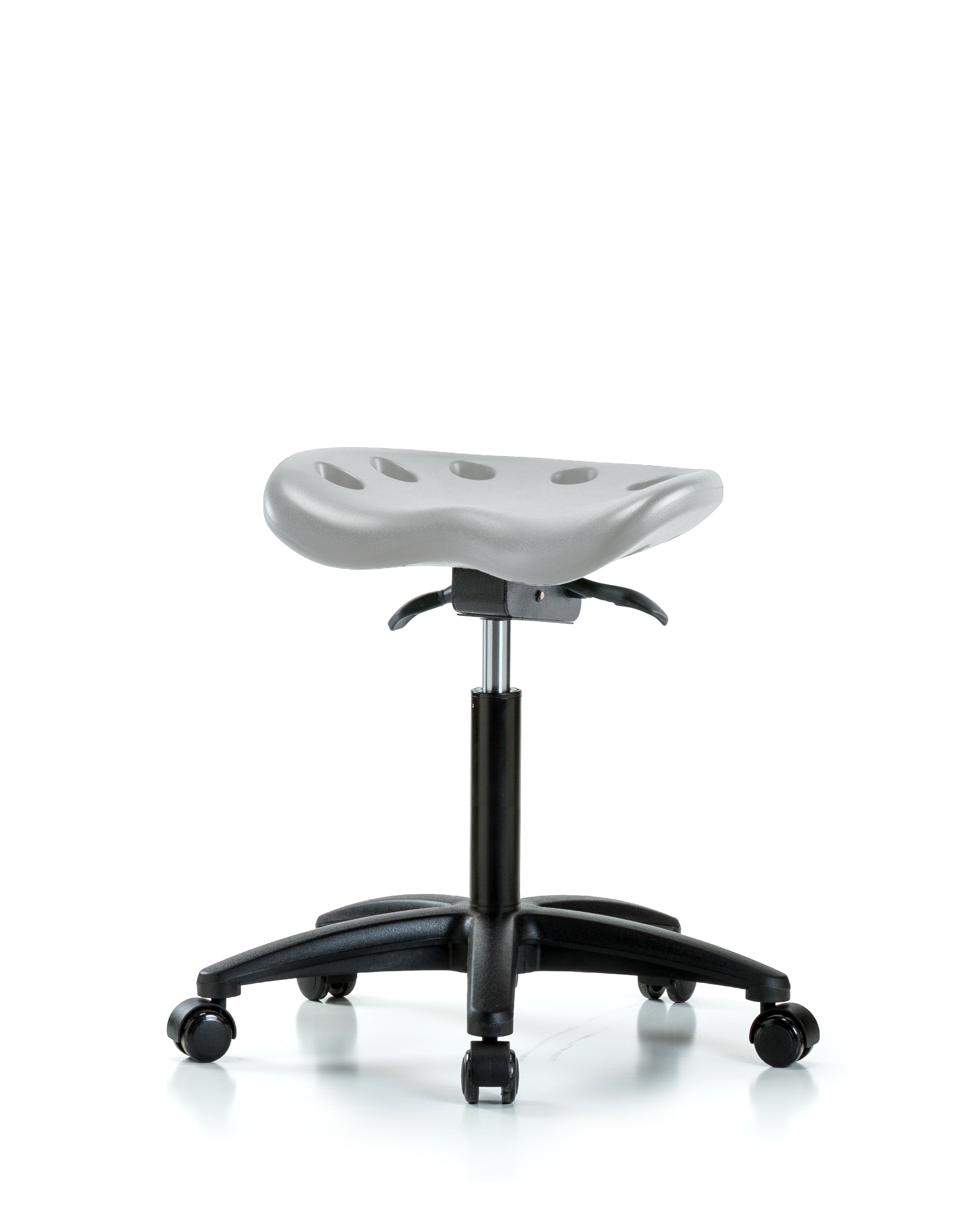 Polyurethane Tractor Sit-Stand Stool - Medium Bench Height with Casters in Gray Polyurethane