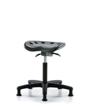 Polyurethane Tractor Sit-Stand Stool - Medium Bench Height with Stationary Glides in Black Polyurethane