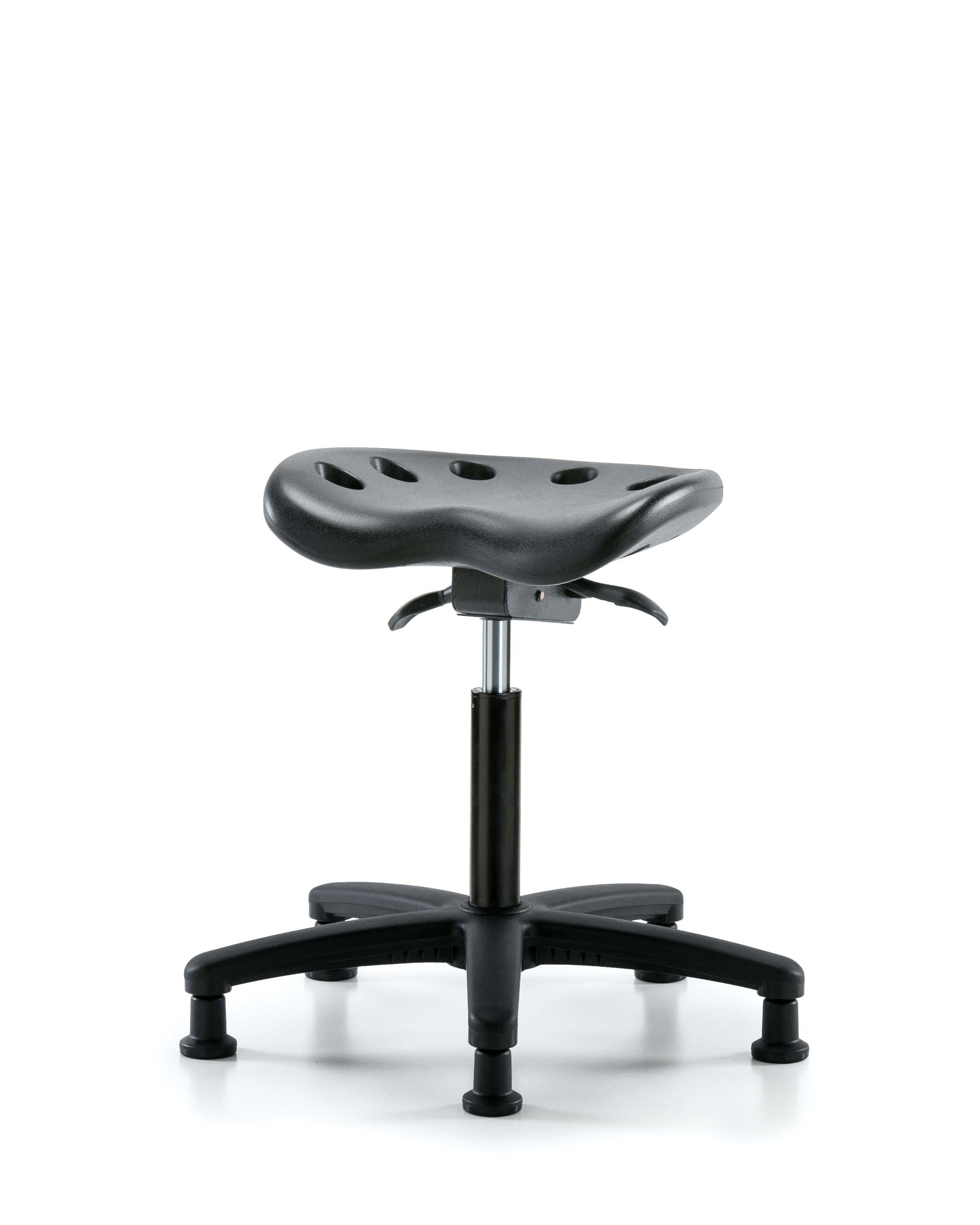 Polyurethane Tractor Sit-Stand Stool - Medium Bench Height with Stationary Glides in Black Polyurethane
