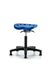 Polyurethane Tractor Sit-Stand Stool - Medium Bench Height with Stationary Glides in Blue Polyurethane