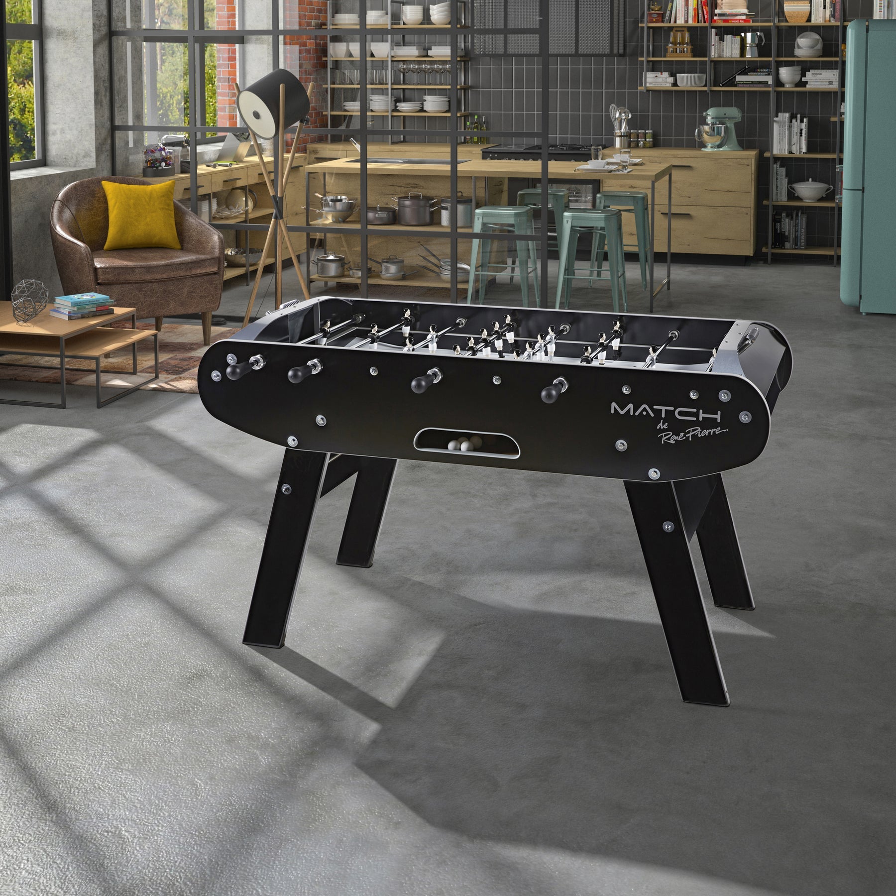 René Pierre Match Noir Indoor Foosball Table