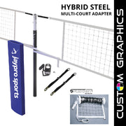 Hybrid Steel Volleyball Net Center Upright System with Custom Graphics (3-1/2 in. Floor Sleeve) - NFHS, NCAA, USVBA Compliant