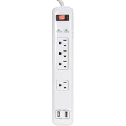 Prime Wire & Cable 4-Outlet 1200J White Surge Protector Strip with USB Charger & 4 Ft. Cord