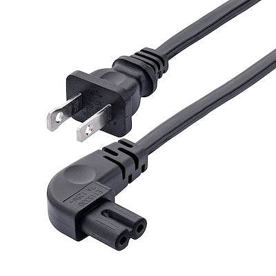 10ft 3m Laptop Power Cord, Nema 1-15p to Right Angle C7, 7a 125v, 18awg, Laptop Charger