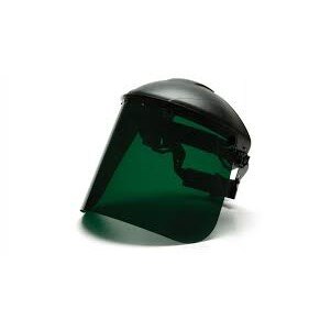 Pyramex Face Shield , Dark Green Visor Color , Polyethylene Visor Material , 15 Inch Visor Width , 8 Inch Visor Height , 0.040 Inch Visor Thickness , 4.0 Curve Lens Base
