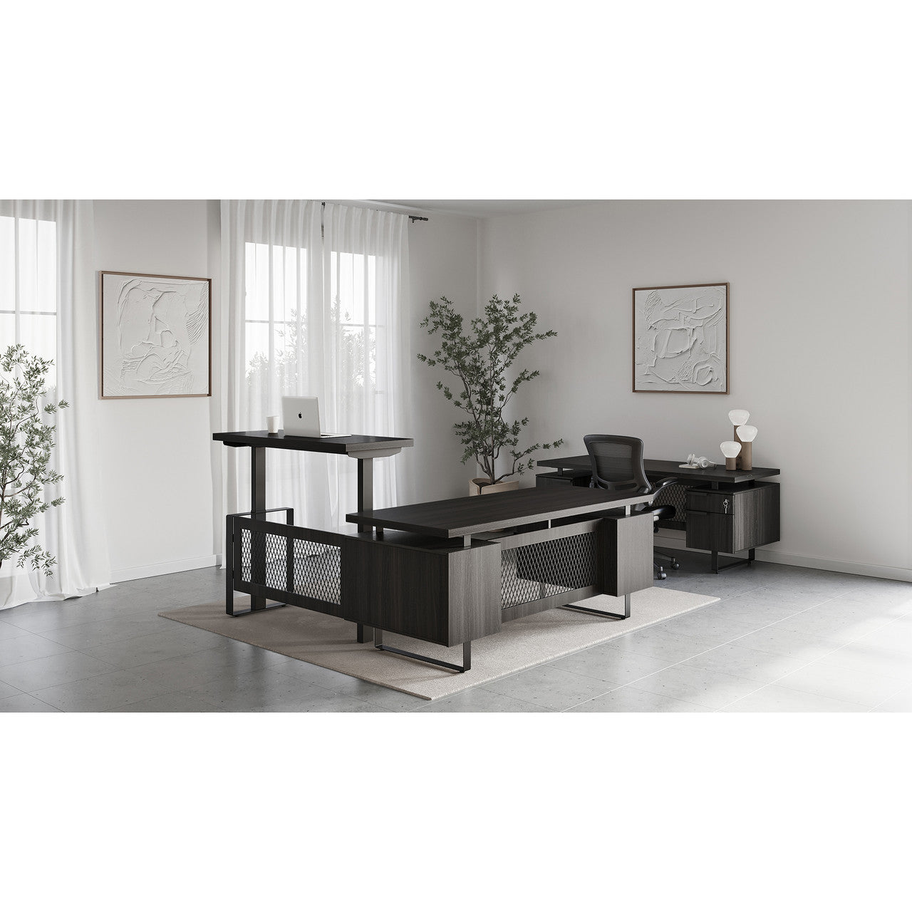 OfficeSource Palisades Height Adjustable Typical with Graphite Frame - Gauntlet Gray