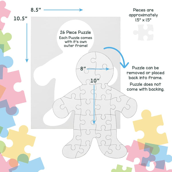 Blank Puzzle - 26pcs, 8.5"x10.5", People Shape - 12 puzzles
