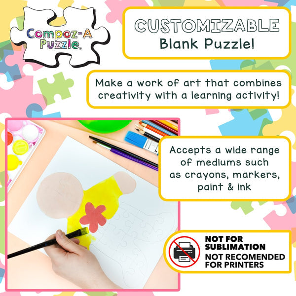 Blank Puzzle - 26pcs, 8.5"x10.5", People Shape - 100 puzzles