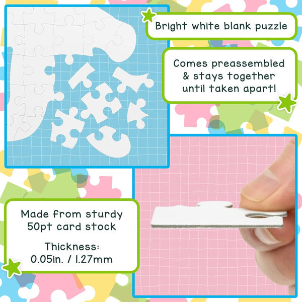 Blank Puzzle - 26pcs, 8.5"x10.5", People Shape - 8 puzzles w/ envelopes