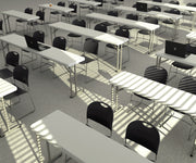 NPS® 8500 Series Ultra-Compact Plastic Stack Chair, Surface Color: Navy Blue, Frame Color: Chrome