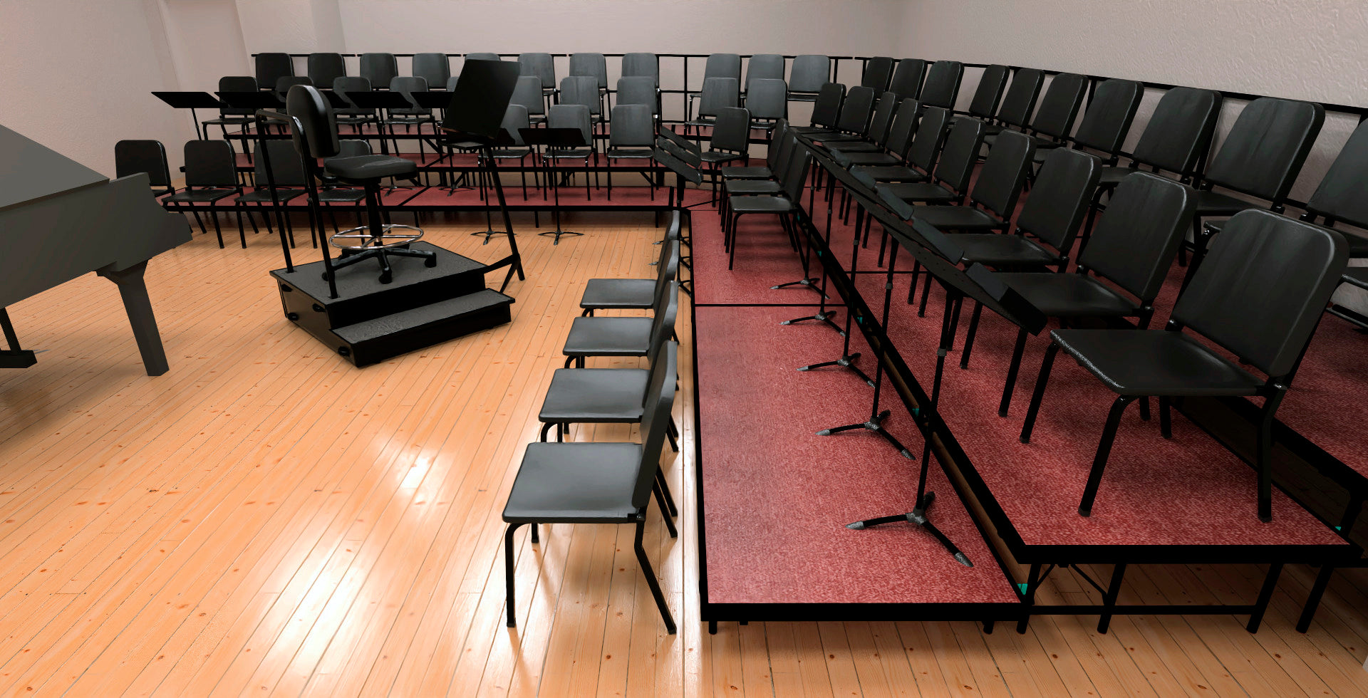 NPS® 8200 Series Melody Music Chair, 18"H, Surface Color: Black, Frame Color: Textured Black
