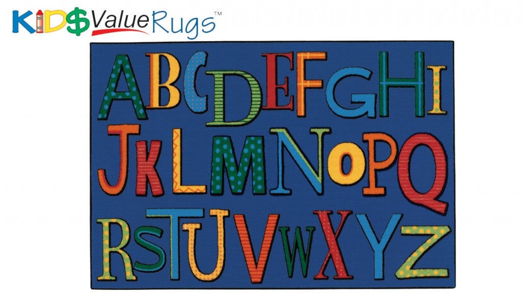 Playful Alphabet Rug  - 4ft x 6ft - Rectangle - Blue
