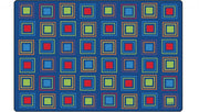 Primary Squares Seating Rug - 8ft x 12ft - Rectangle - Blue
