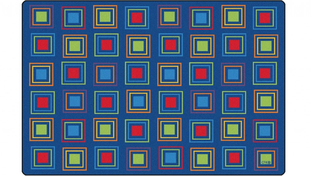 Primary Squares Seating Rug 6ft X 9ft - Rectangle - Blue