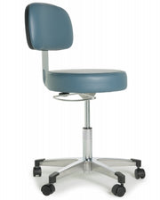 Lab Stool, Dual Release, Aluminum Base Backrest, Foot Ring, Wedgewood