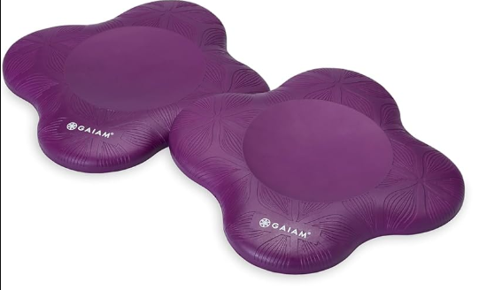 Gaiam Yoga Knee Pads (Set of 2) - Yoga Props and Accessories for Women/Men Cushions Knees and Elbows for Fitness, Travel, Meditation, Kneeling, Balance, Floor, Pilates - Purple