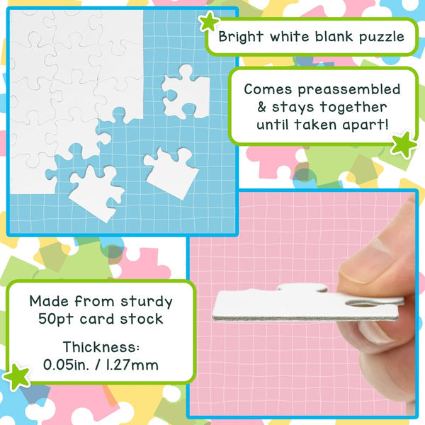 Blank Puzzle - 8pcs, 6"x8", Heart Shape - 6 puzzles w/ envelopes