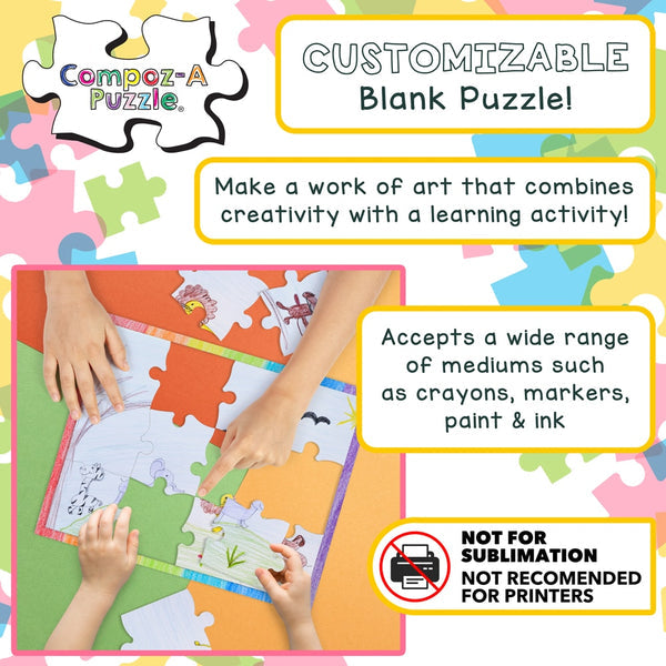 Blank Puzzle - 8pcs, 6"x8", Heart Shape - 24 puzzles *(8MH24W)
