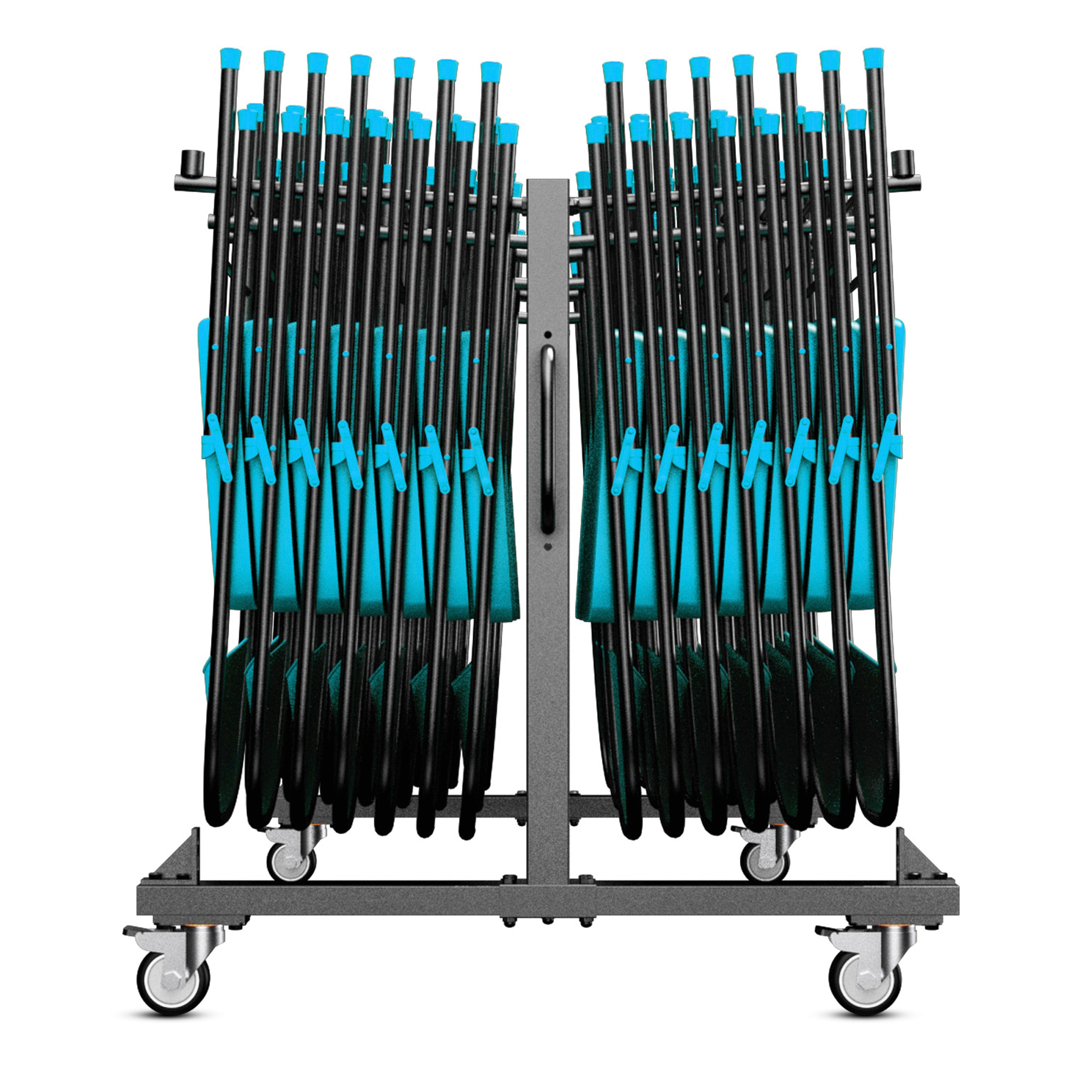 Hawkins Heavy Duty Folding Table and Chairs Mobile Cart-Locking Wheels, Holds up to 42 Folding Chairs or 12 Tables, Black
