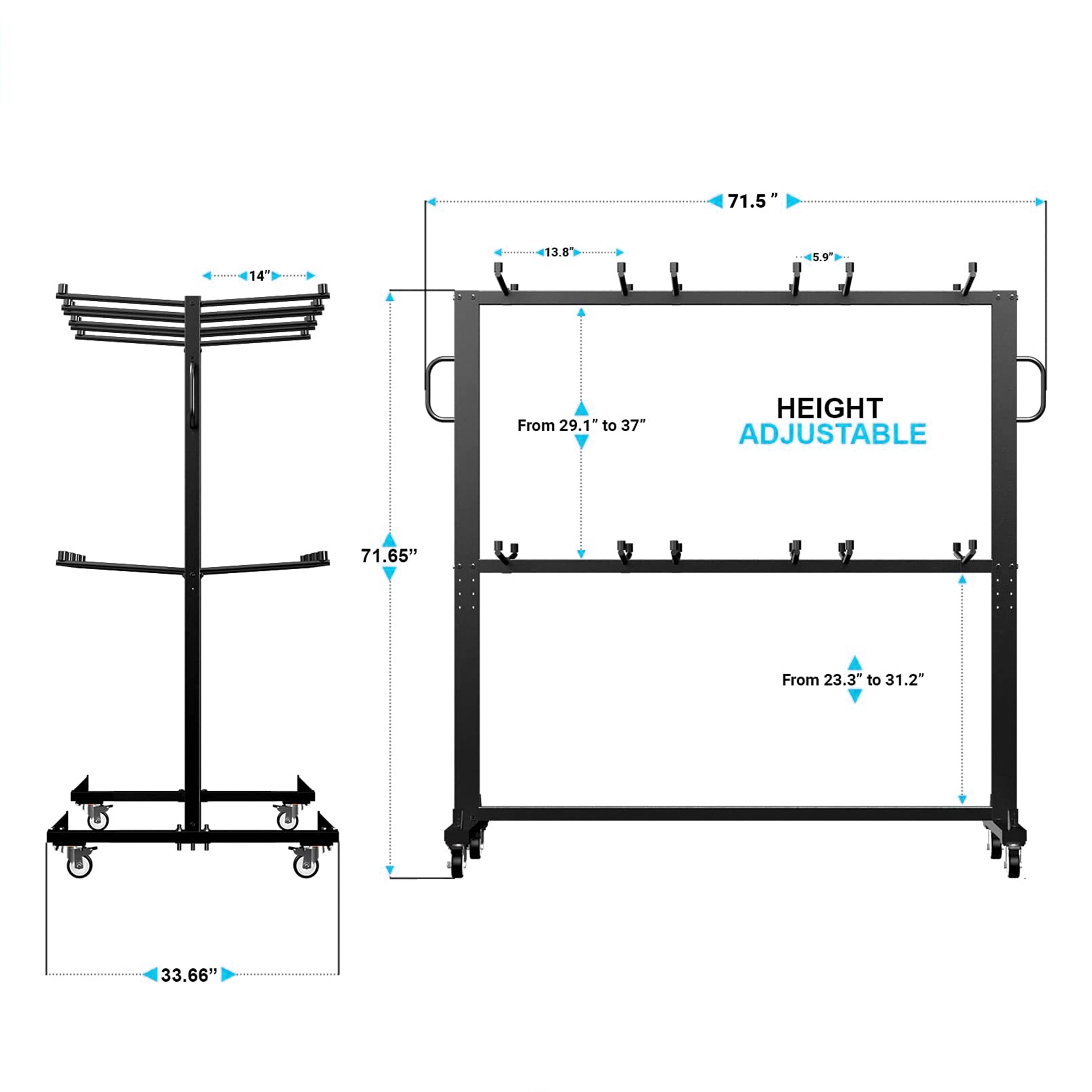Hawkins Heavy Duty Folding Table and Chairs Mobile Cart-Locking Wheels, Outdoor Cover, Holds up to 84 Folding Chairs or 42 Chairs and 12 Tables, Black