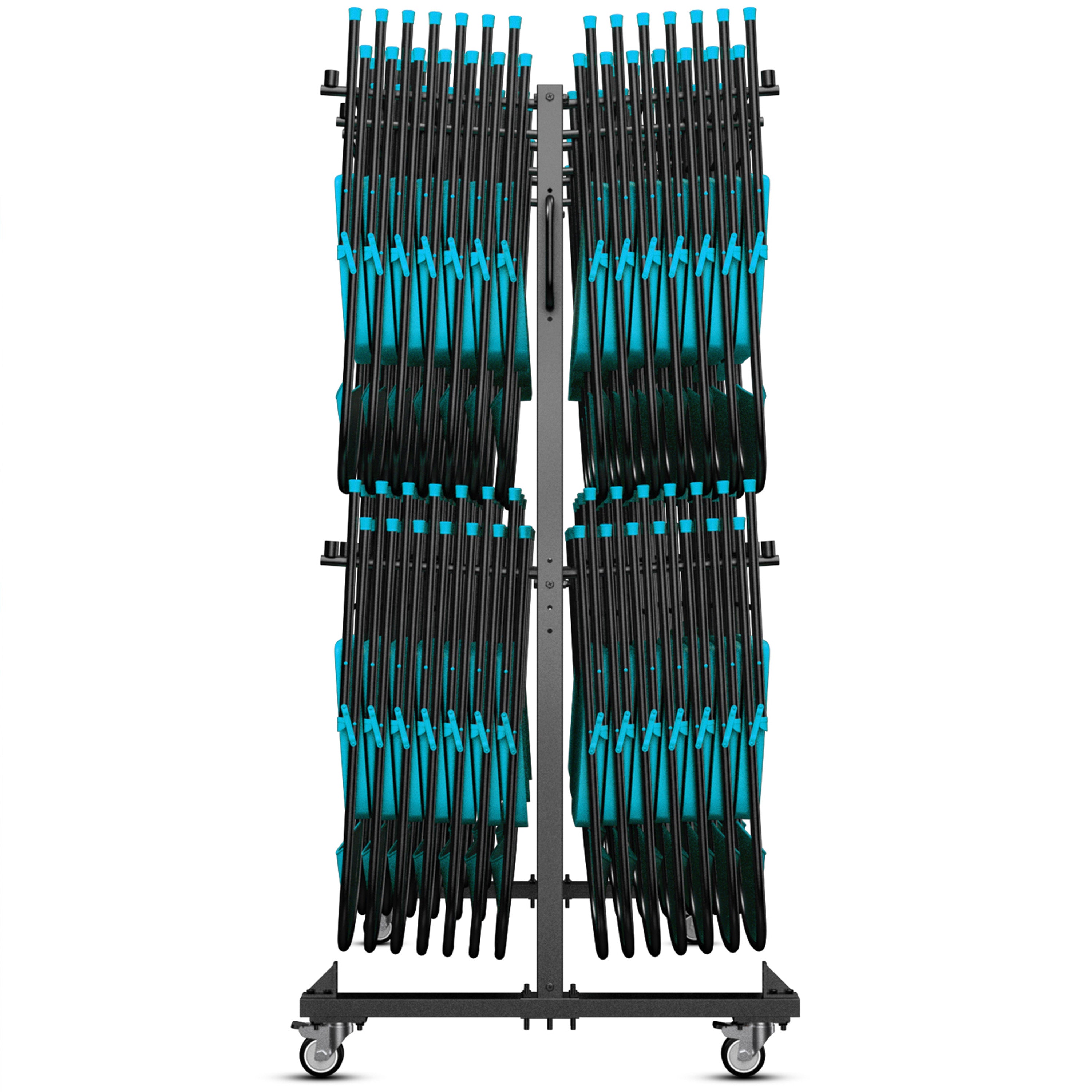 Hawkins Heavy Duty Folding Table and Chairs Mobile Cart-Locking Wheels, Outdoor Cover, Holds up to 84 Folding Chairs or 42 Chairs and 12 Tables, Black