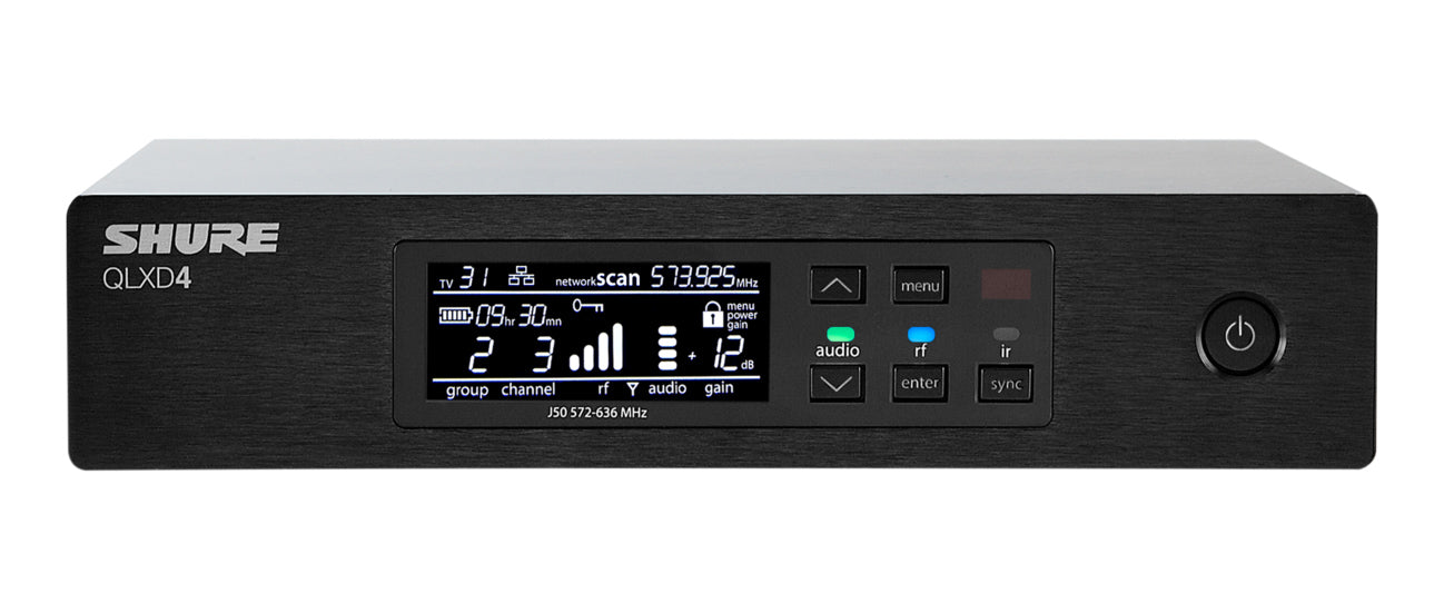 Shure QLXD4-J50A Digital Wireless Receiver. Frequency Band Version (572-616 MHz)