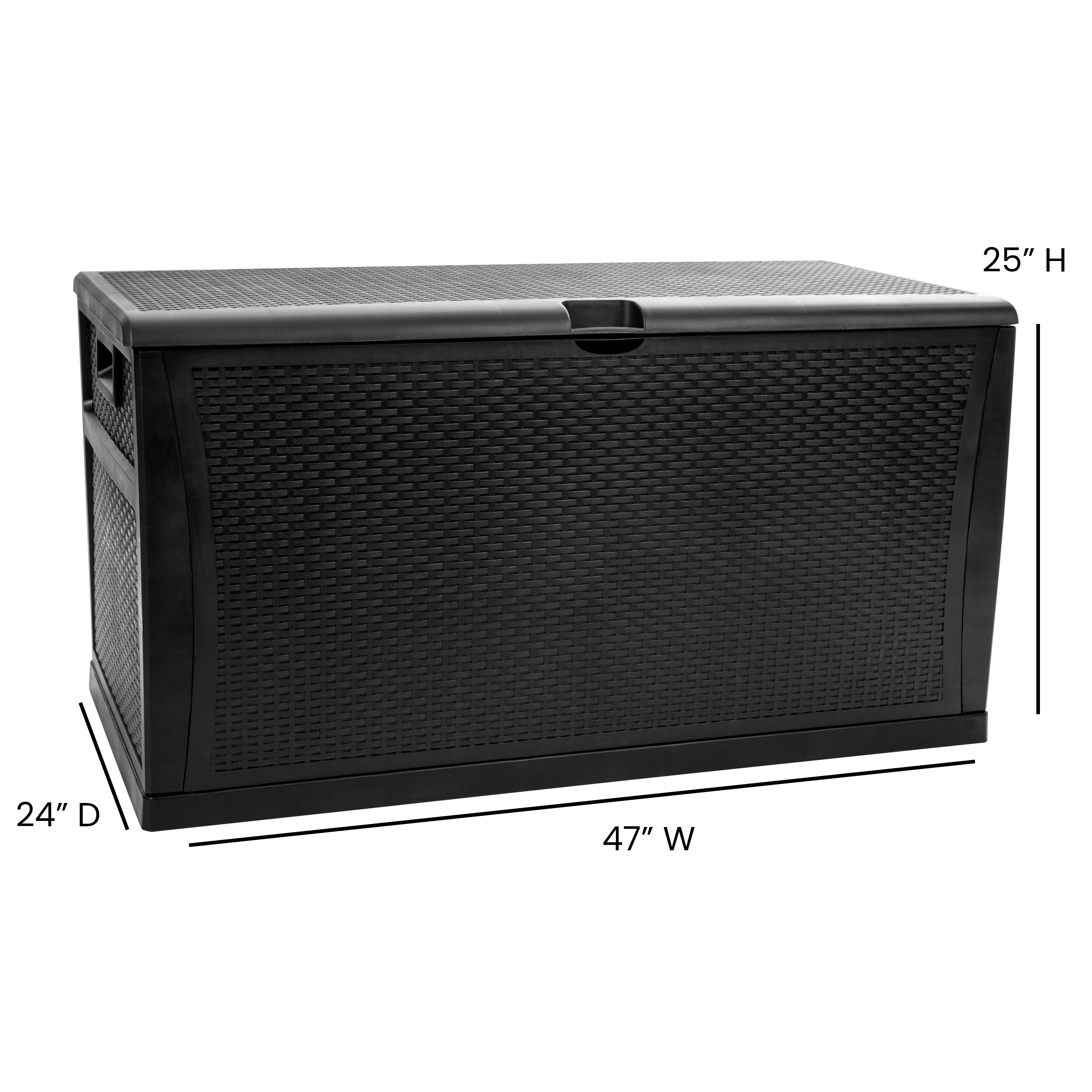 Nobu 120 Gallon Plastic Deck Box - Outdoor Waterproof Storage Box for Patio Cushions, Garden Tools and Pool Toys, Black