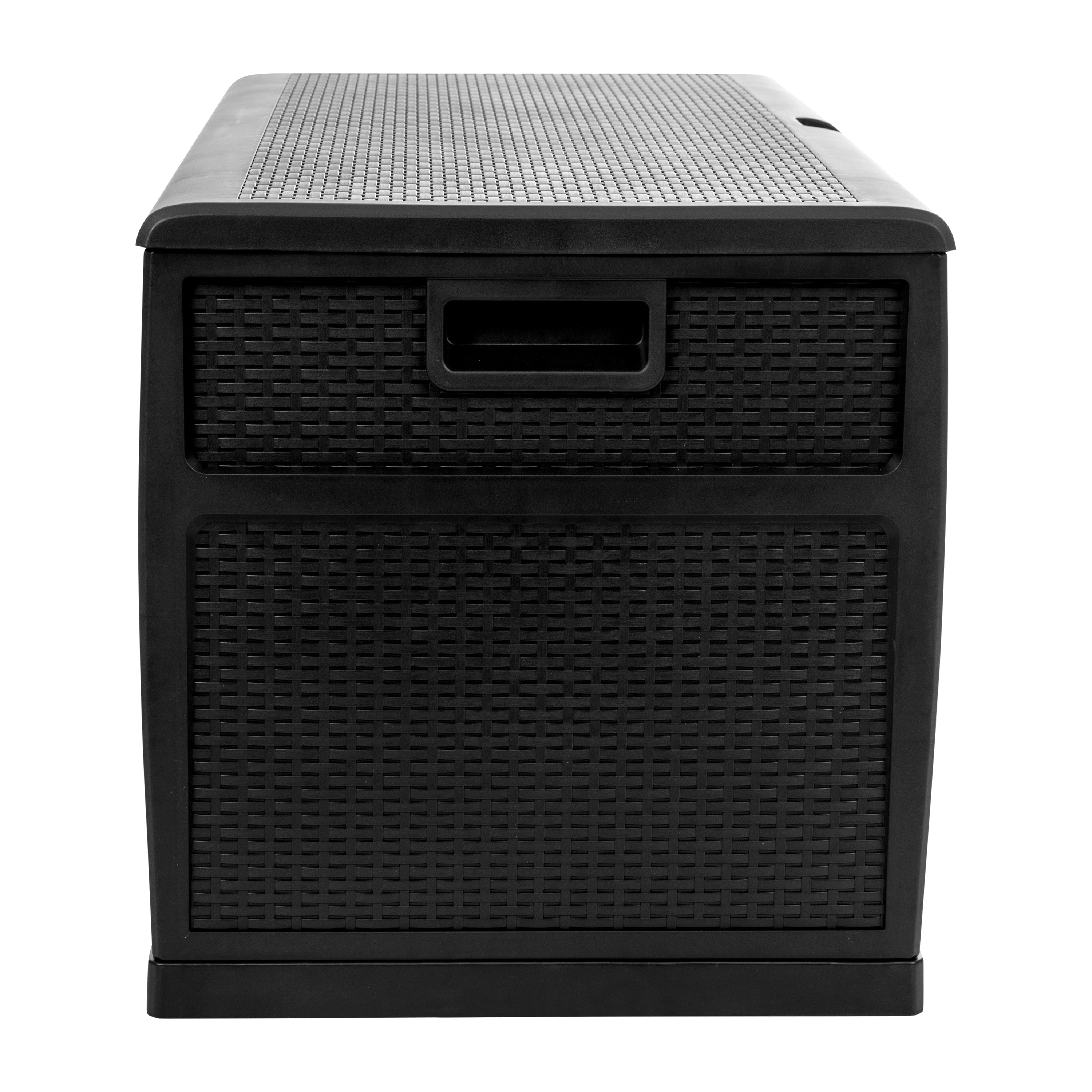 Nobu 120 Gallon Plastic Deck Box - Outdoor Waterproof Storage Box for Patio Cushions, Garden Tools and Pool Toys, Black