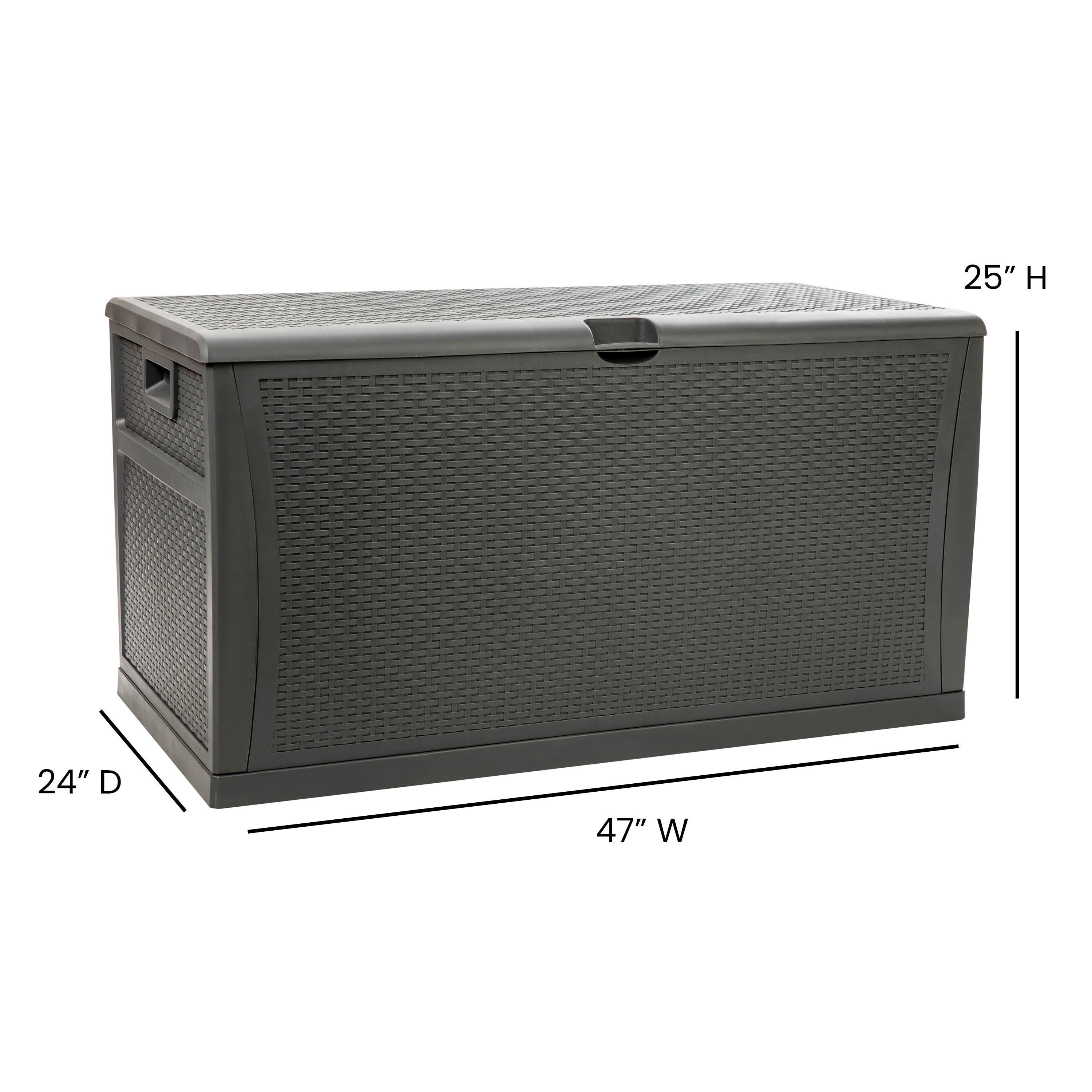 Nobu 120 Gallon Plastic Deck Box - Outdoor Waterproof Storage Box for Patio Cushions, Garden Tools and Pool Toys, Gray