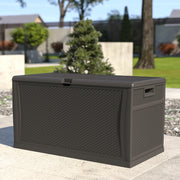 Nobu 120 Gallon Plastic Deck Box - Outdoor Waterproof Storage Box for Patio Cushions, Garden Tools and Pool Toys, Gray