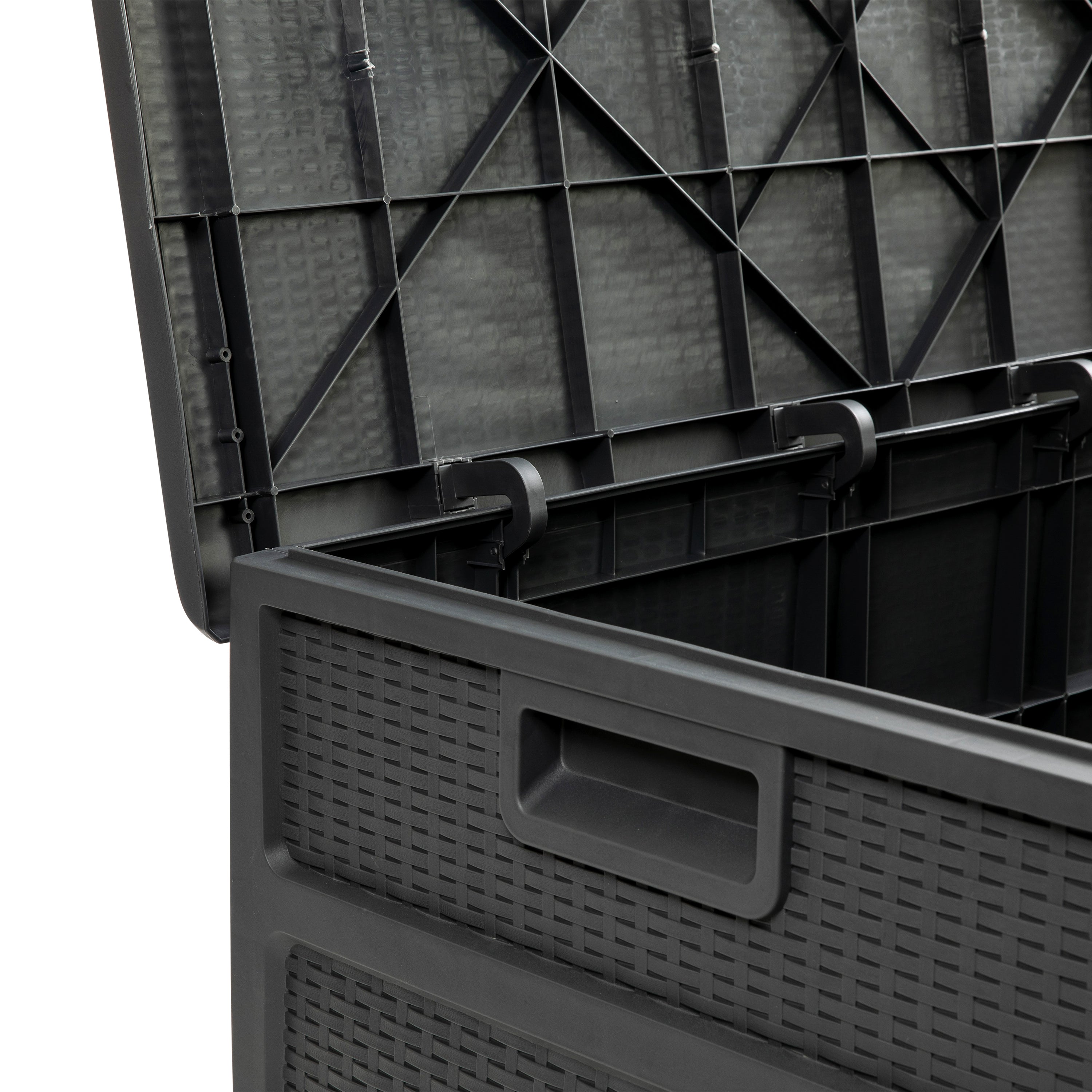 Nobu 120 Gallon Plastic Deck Box - Outdoor Waterproof Storage Box for Patio Cushions, Garden Tools and Pool Toys, Gray