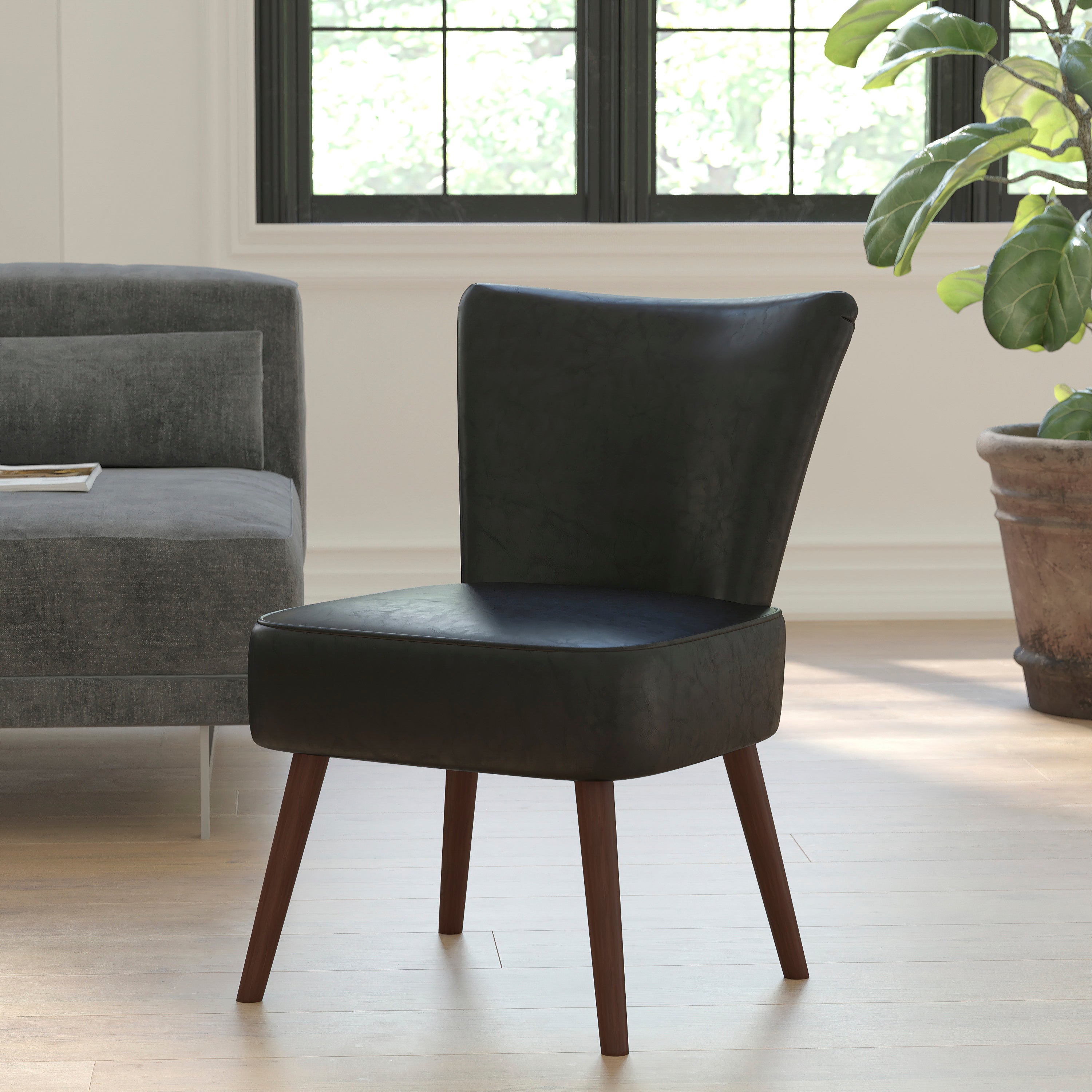 HERCULES Holloway Series Black LeatherSoft Retro Chair