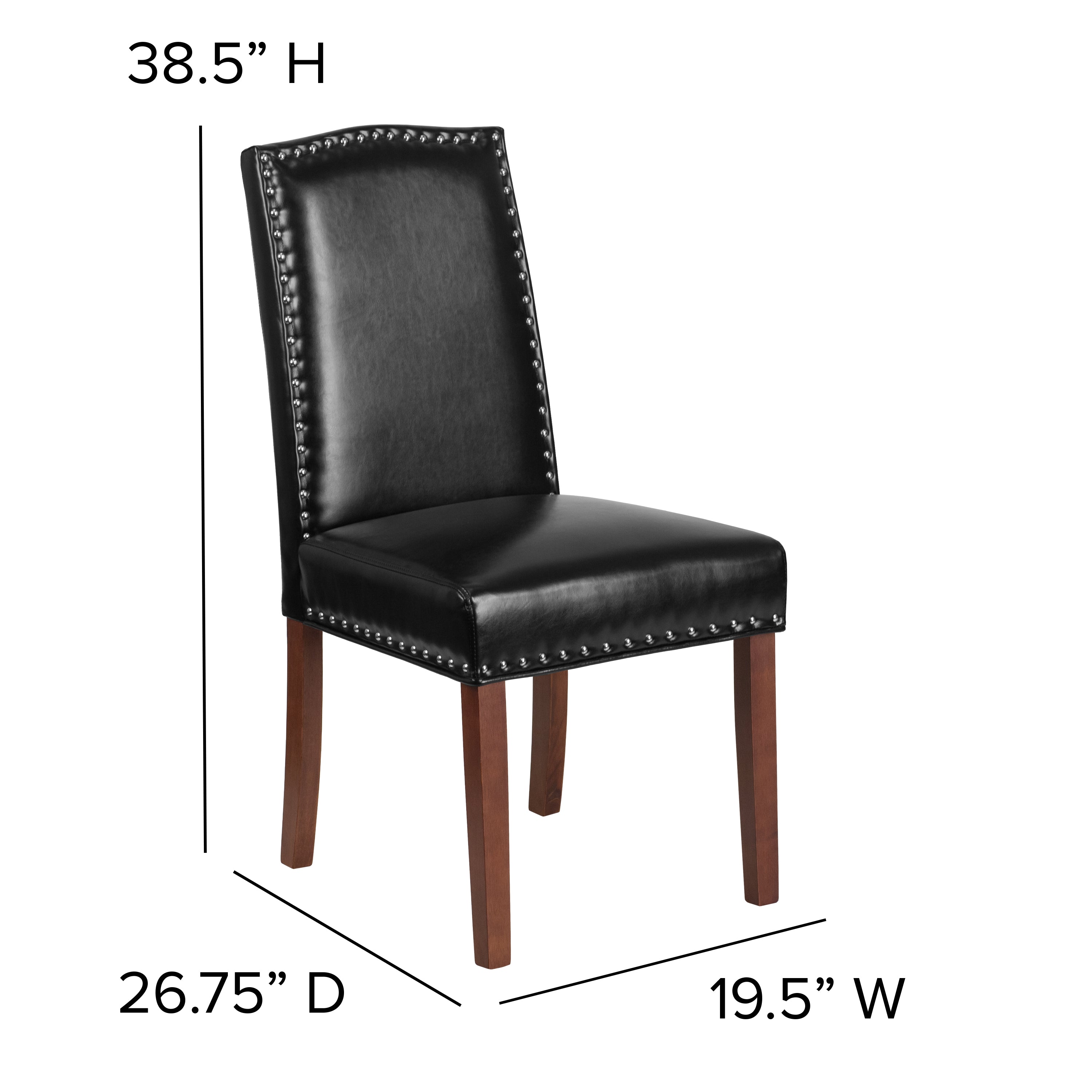 HERCULES Hampton Hill Series Black LeatherSoft Parsons Chair with Silver Accent Nail Trim
