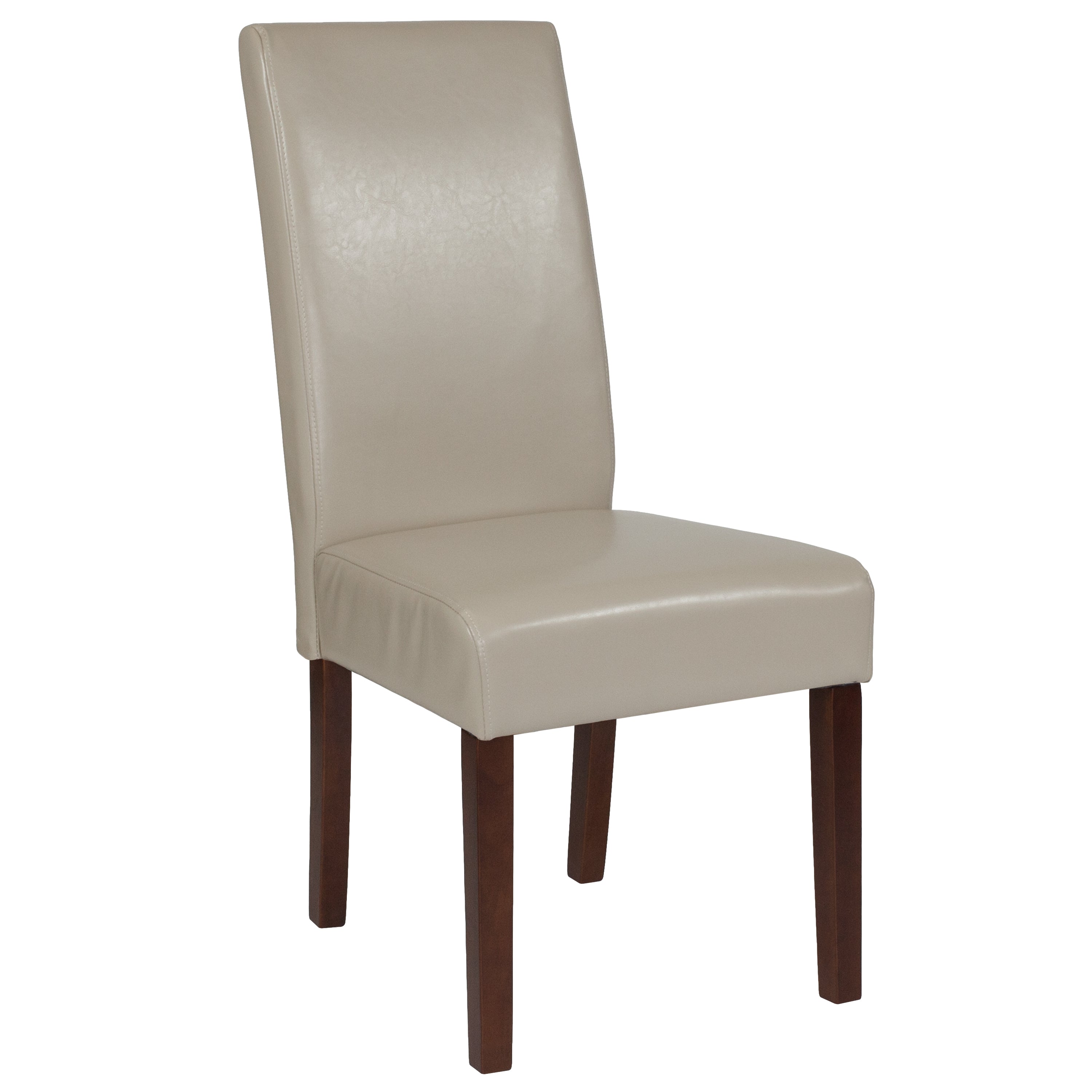 Greenwich Series Ivory LeatherSoft Upholstered Panel Back Mid-Century Parsons Dining Chair