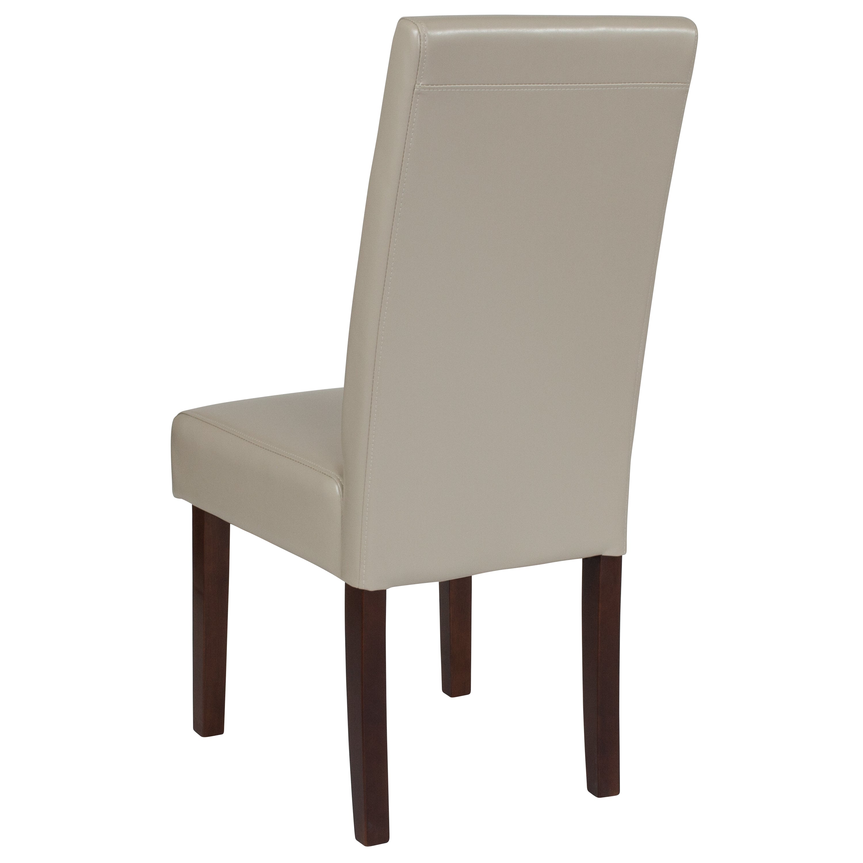 Greenwich Series Ivory LeatherSoft Upholstered Panel Back Mid-Century Parsons Dining Chair