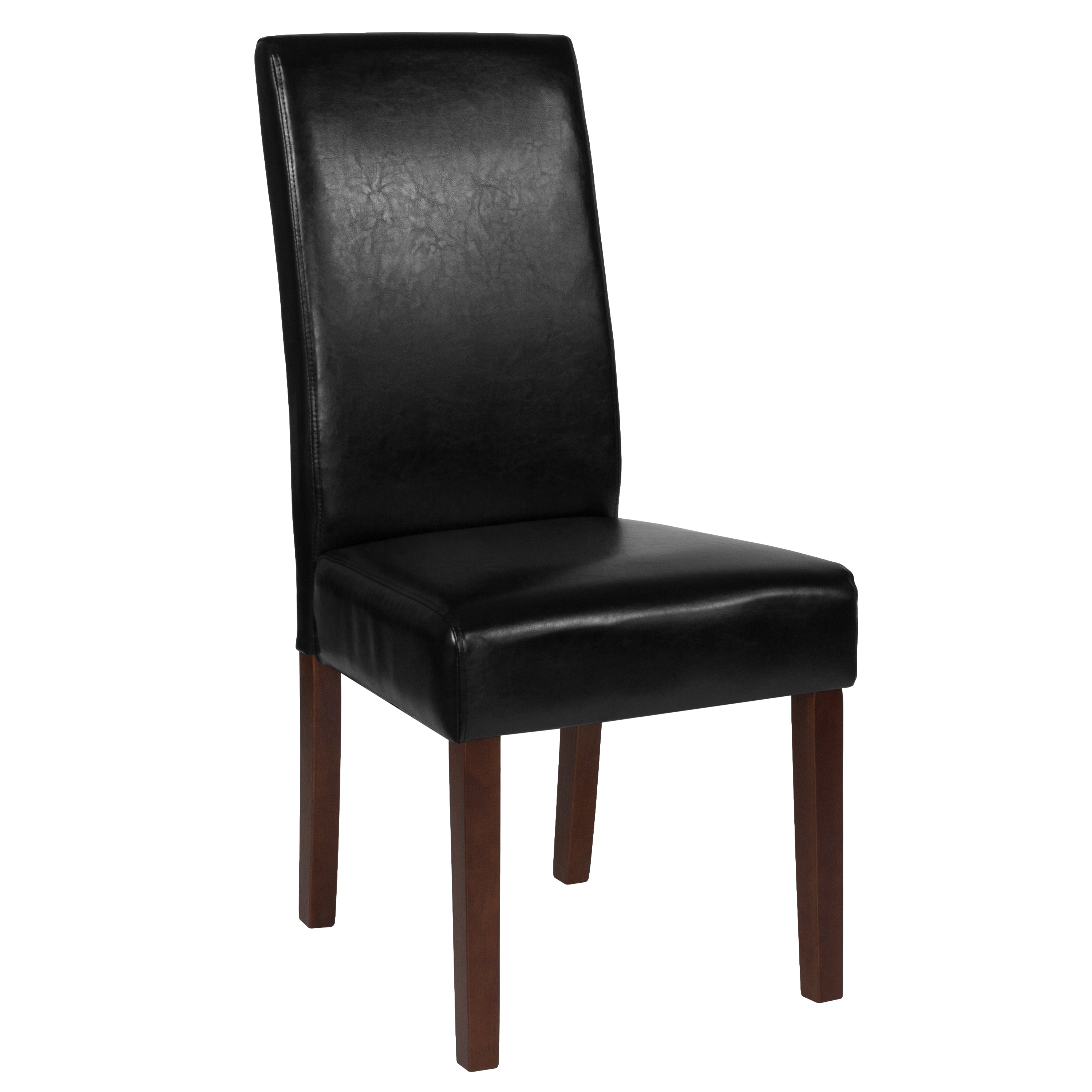 Greenwich Series Black LeatherSoft Upholstered Panel Back Mid-Century Parsons Dining Chair
