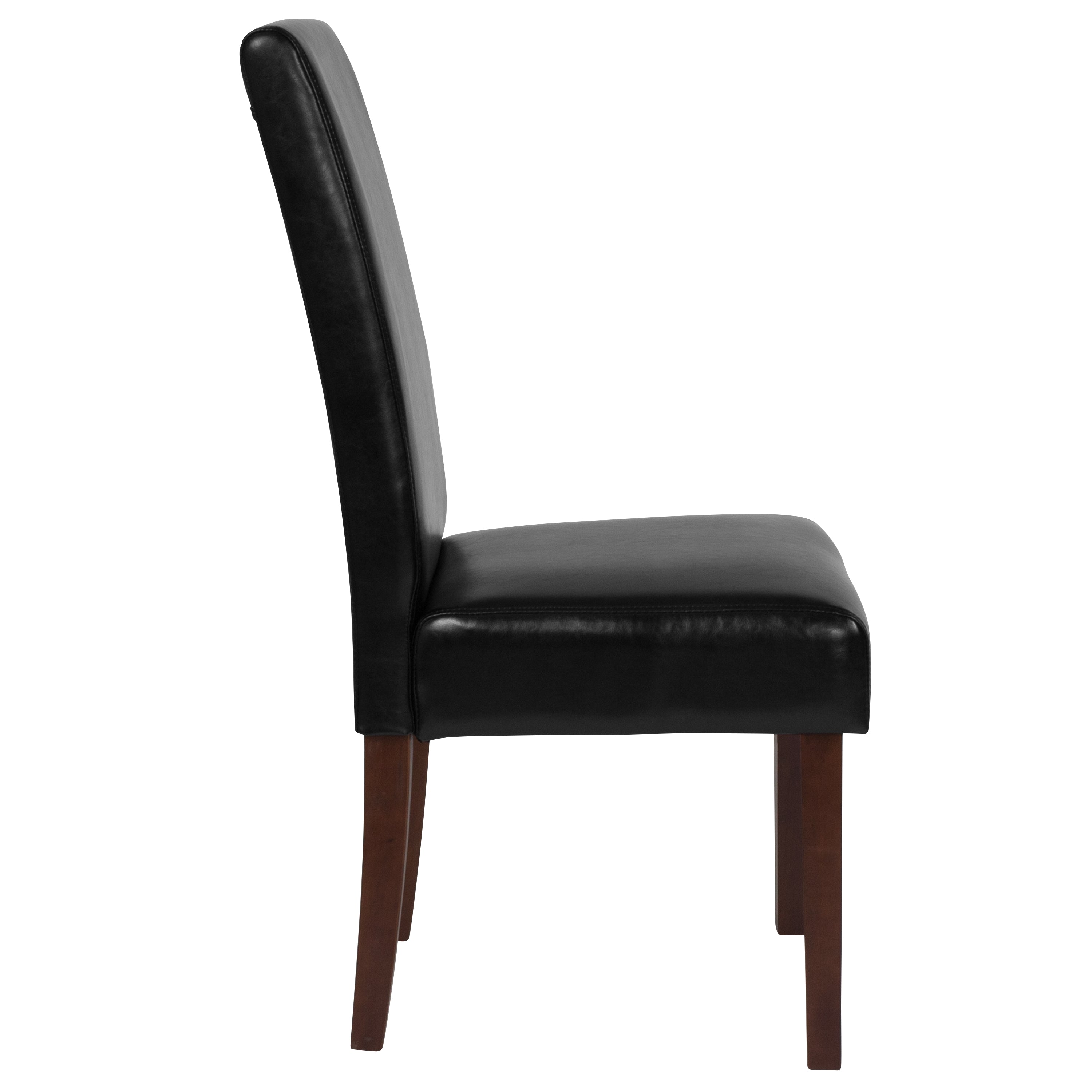 Greenwich Series Black LeatherSoft Upholstered Panel Back Mid-Century Parsons Dining Chair