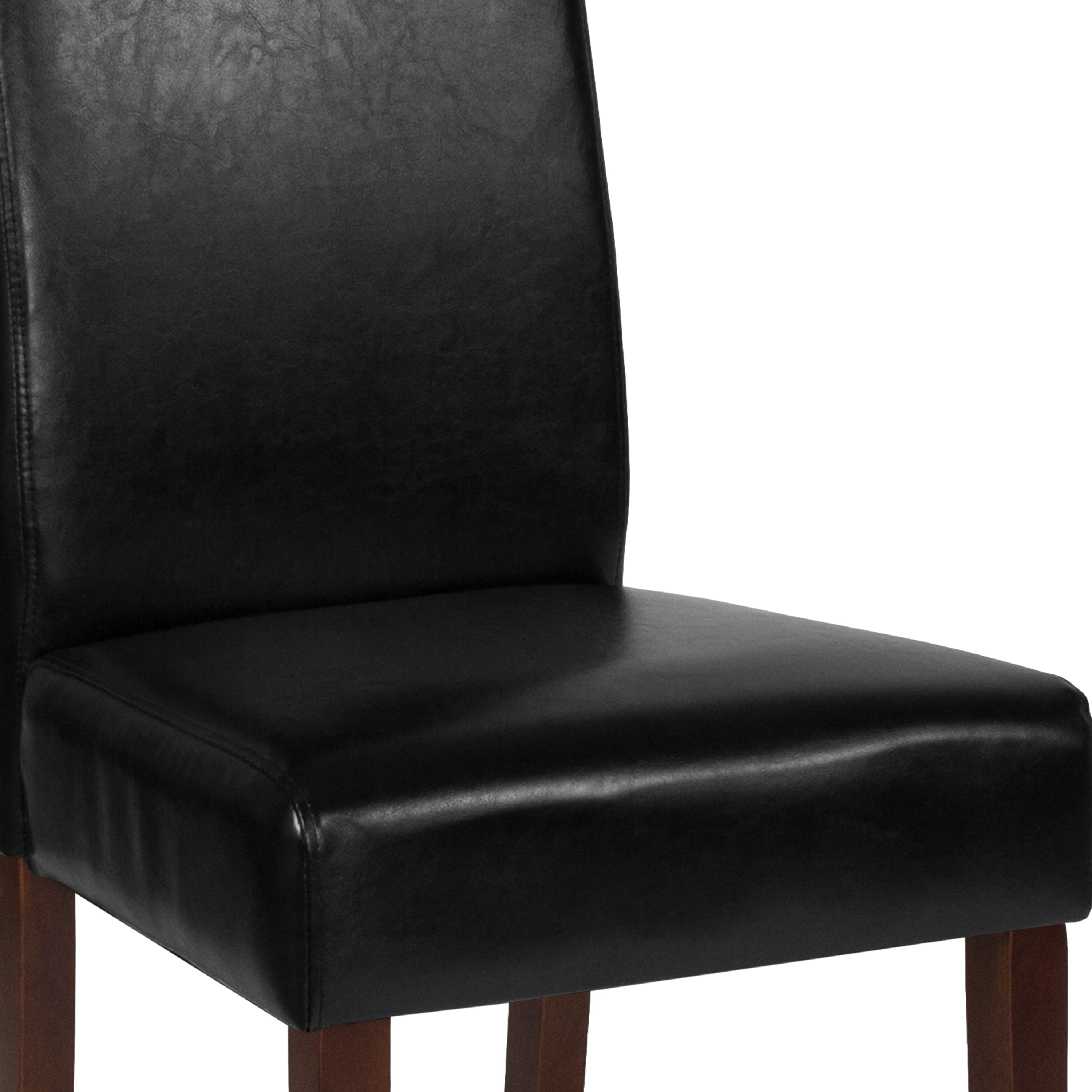 Greenwich Series Black LeatherSoft Upholstered Panel Back Mid-Century Parsons Dining Chair