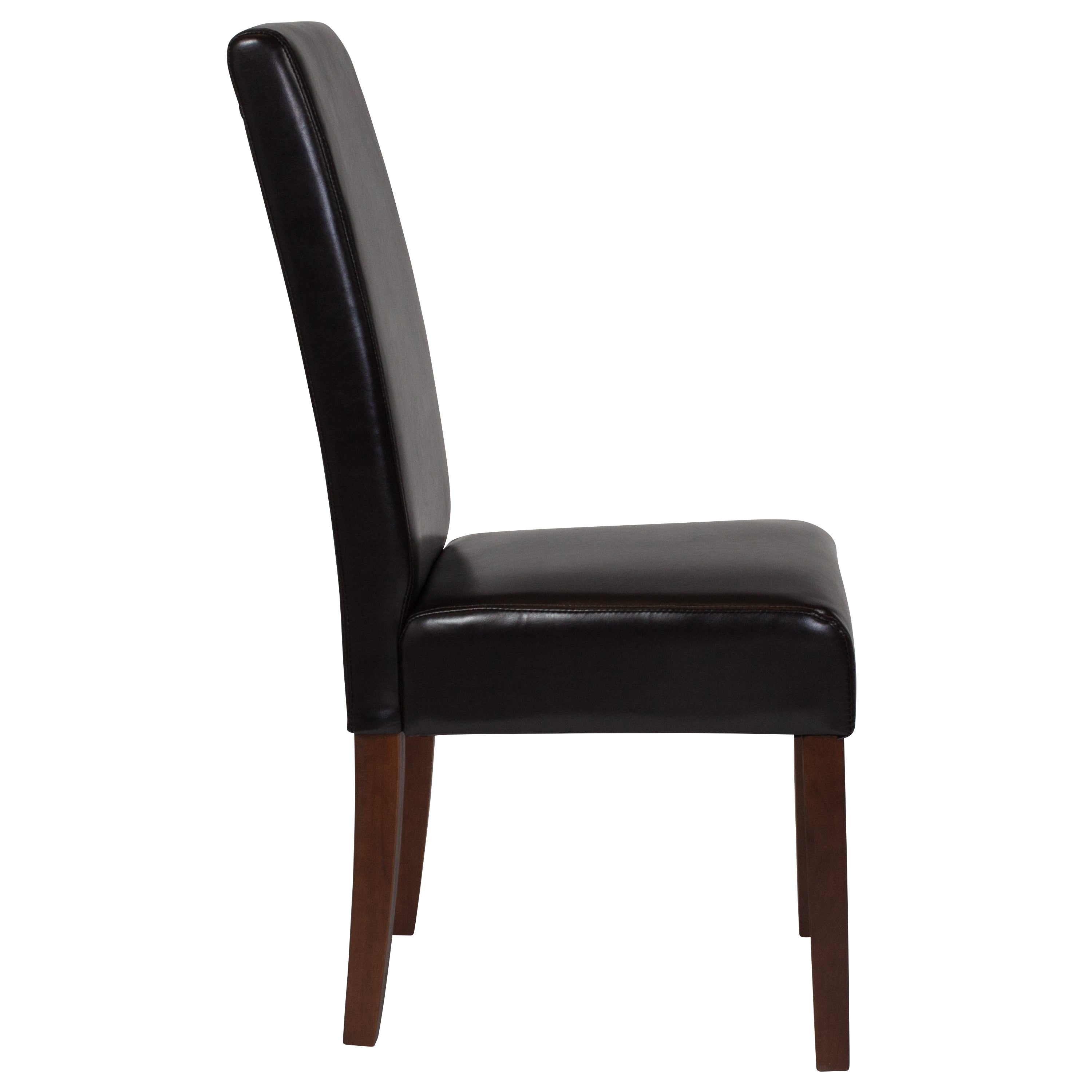 Greenwich Series Brown LeatherSoft Upholstered Panel Back Mid-Century Parsons Dining Chair
