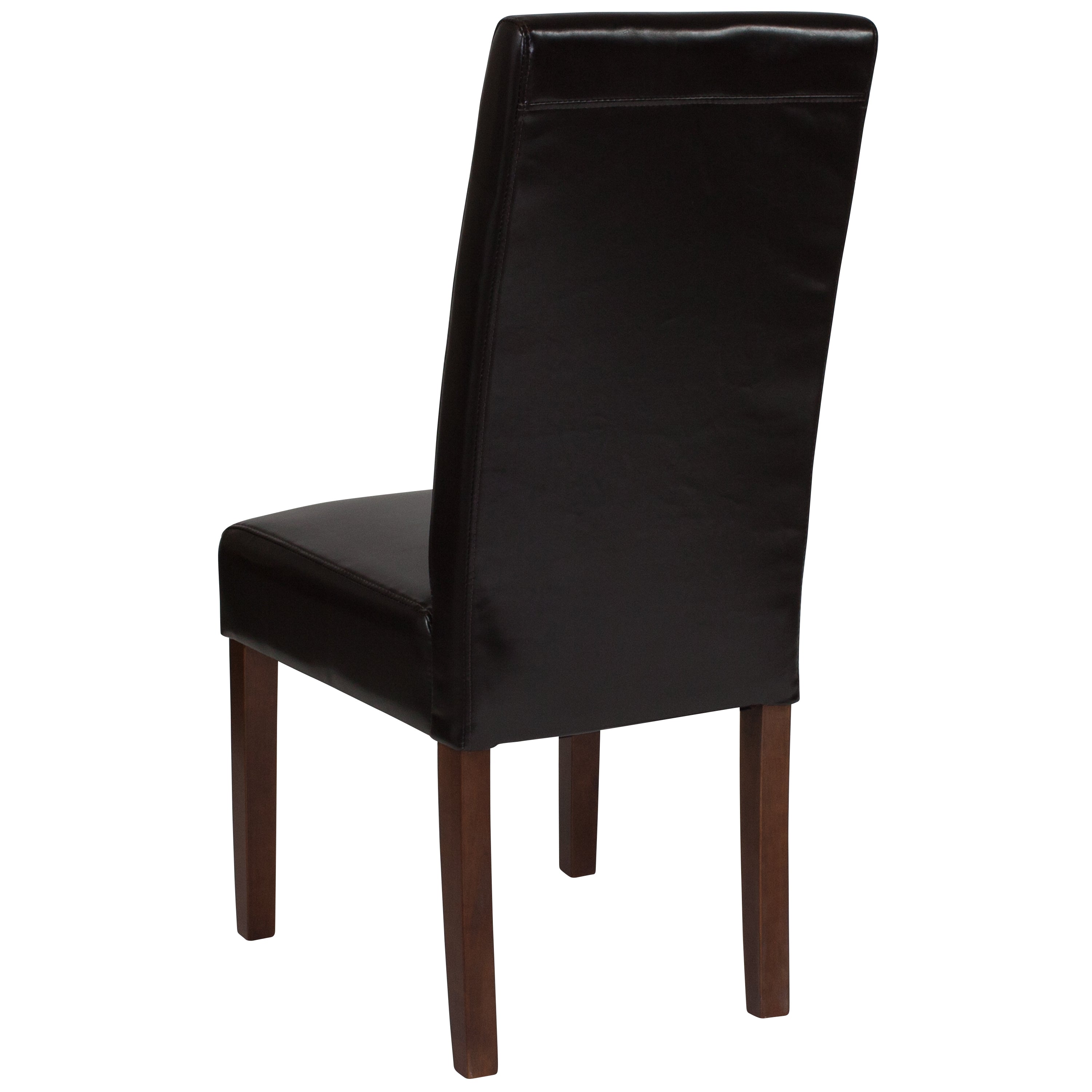 Greenwich Series Brown LeatherSoft Upholstered Panel Back Mid-Century Parsons Dining Chair
