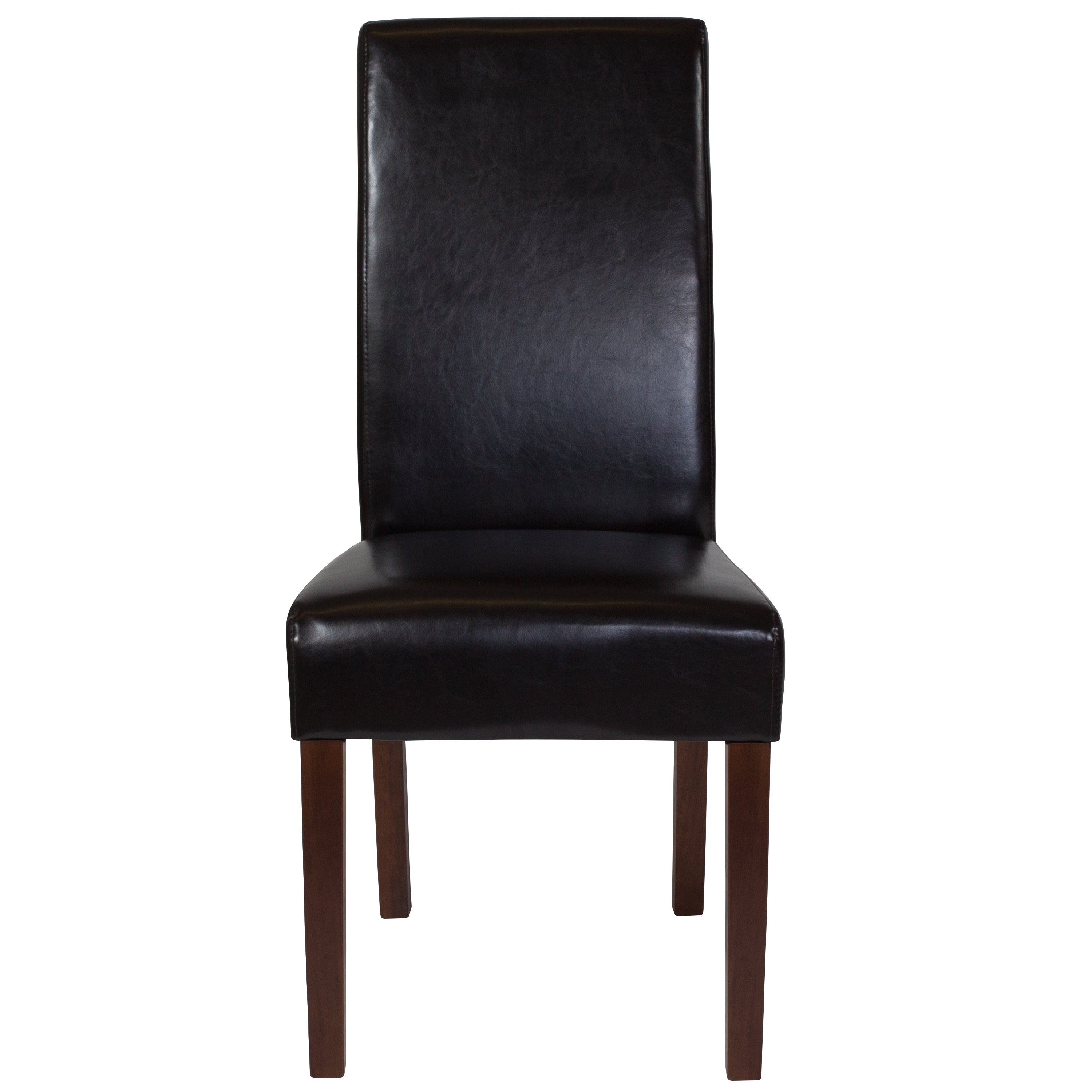 Greenwich Series Brown LeatherSoft Upholstered Panel Back Mid-Century Parsons Dining Chair