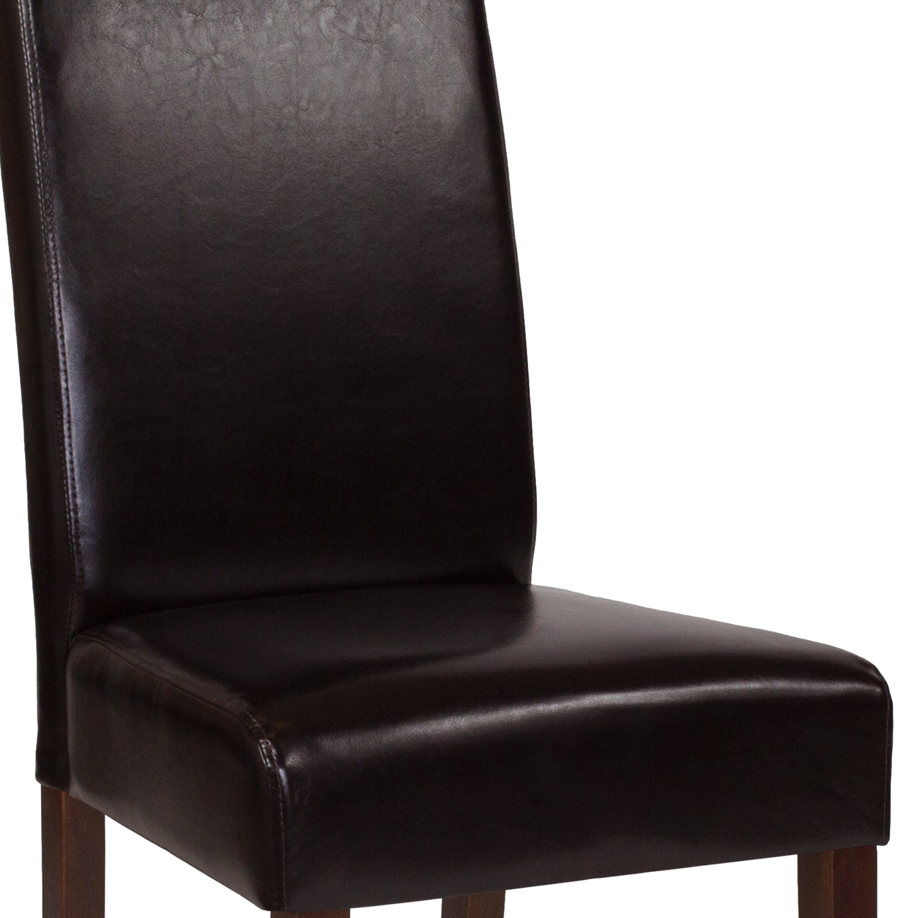 Greenwich Series Brown LeatherSoft Upholstered Panel Back Mid-Century Parsons Dining Chair