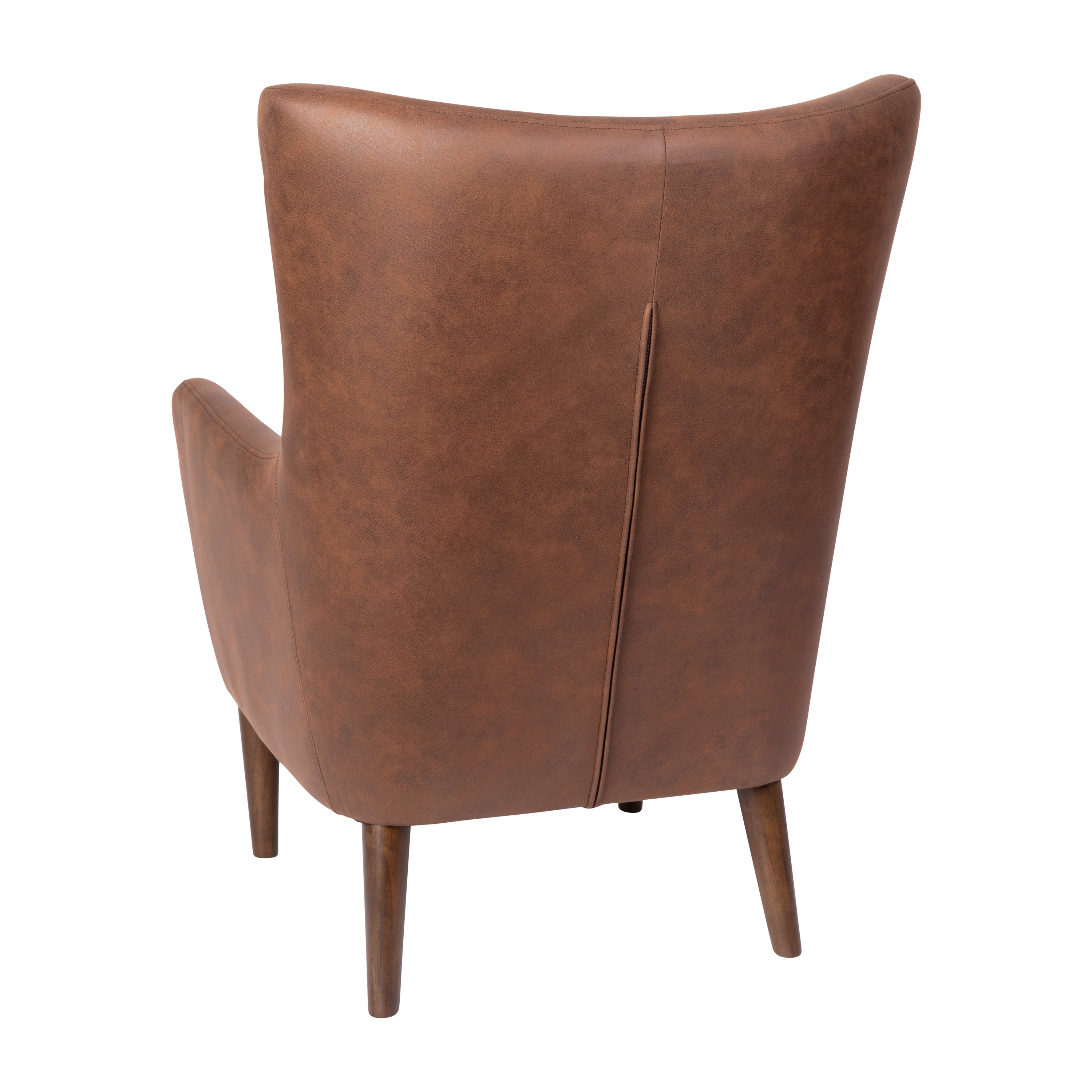 Connor Traditional Wingback Accent Chair, Commercial Grade Faux Leather Upholstery and Wooden Frame and Legs, Dark Brown