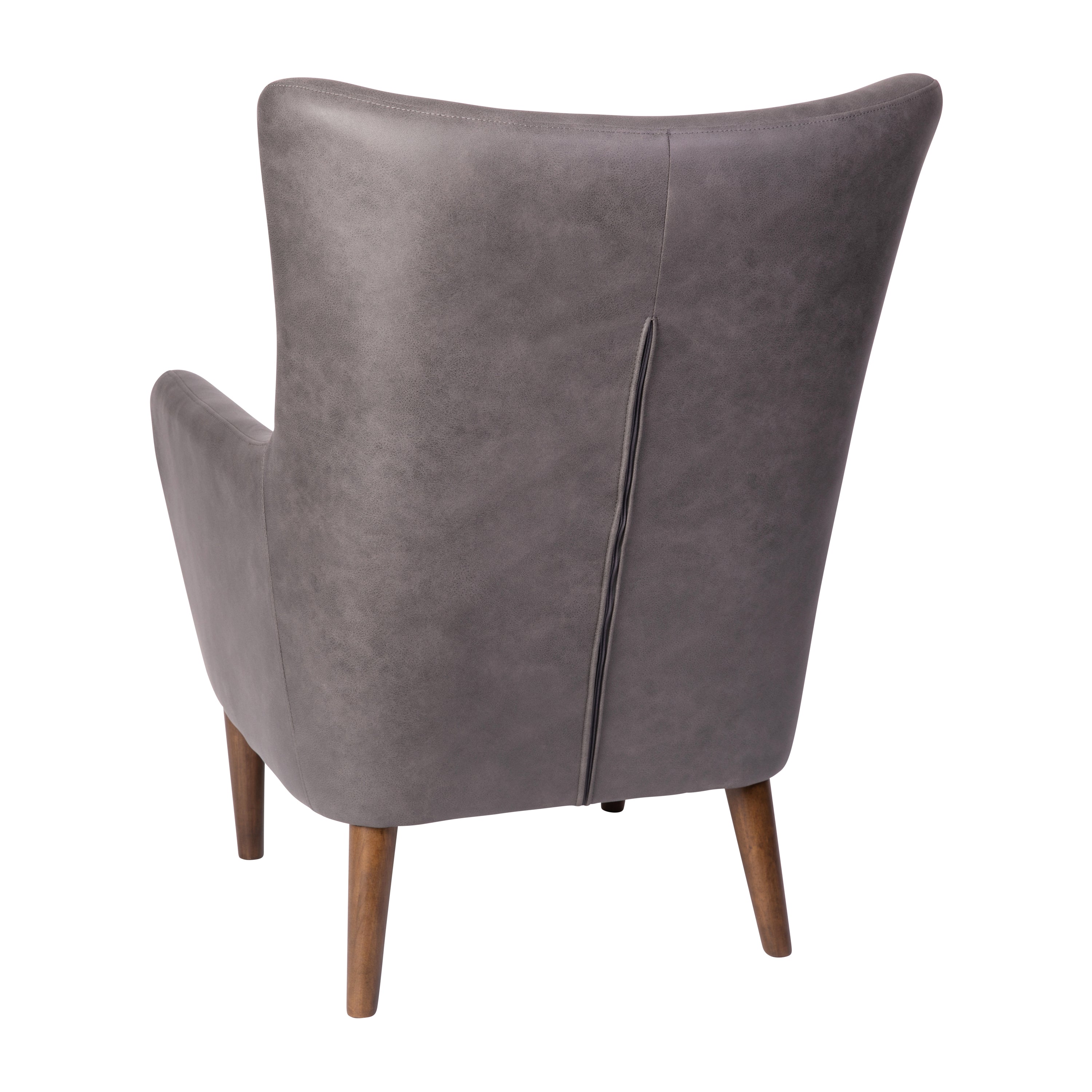 Connor Traditional Wingback Accent Chair, Commercial Grade Faux Leather Upholstery and Wooden Frame and Legs, Dark Gray