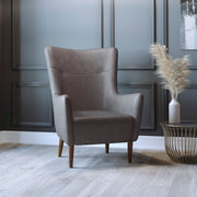 Connor Traditional Wingback Accent Chair, Commercial Grade Faux Leather Upholstery and Wooden Frame and Legs, Dark Gray