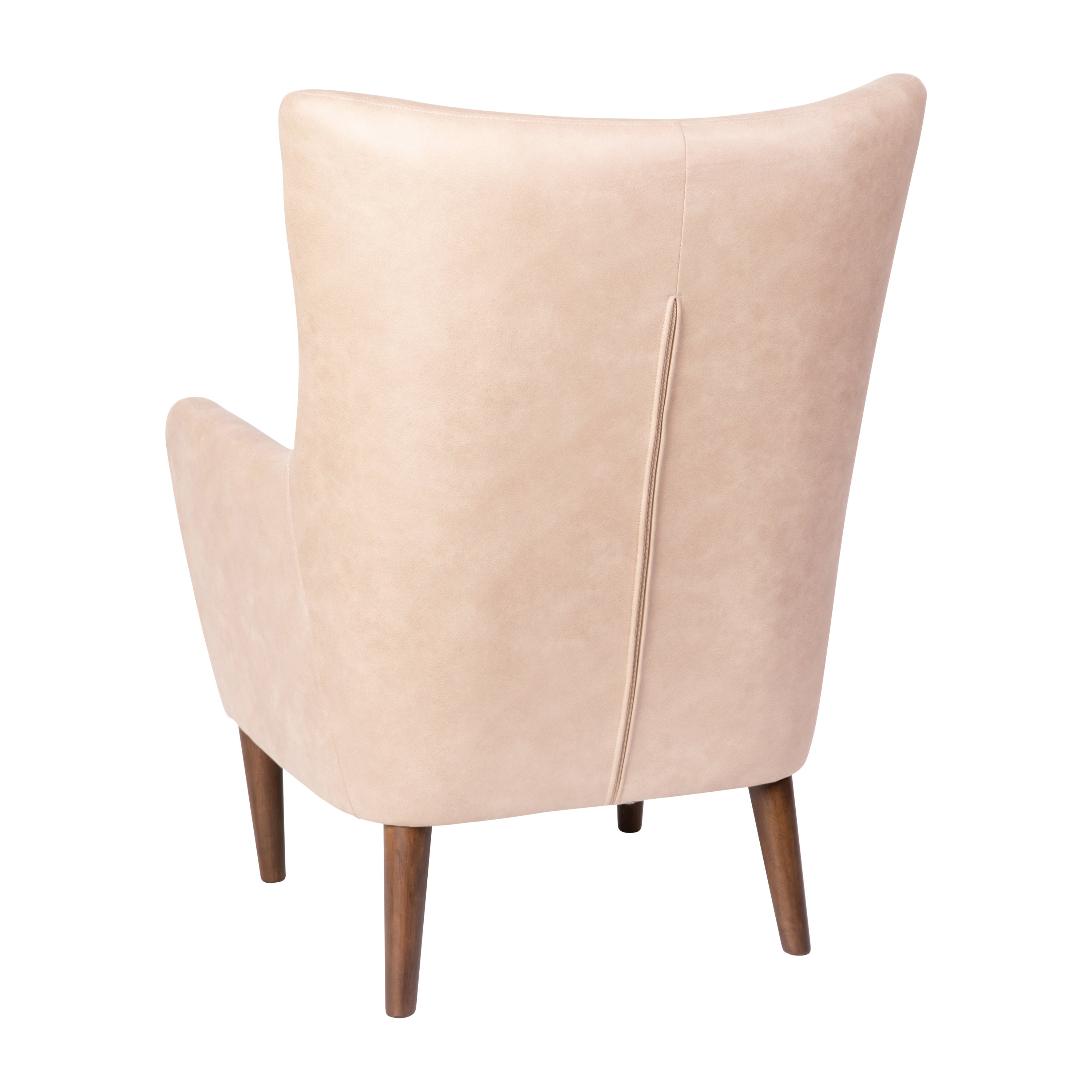 Connor Traditional Wingback Accent Chair, Commercial Grade Faux Leather Upholstery and Wooden Frame and Legs, Light Brown